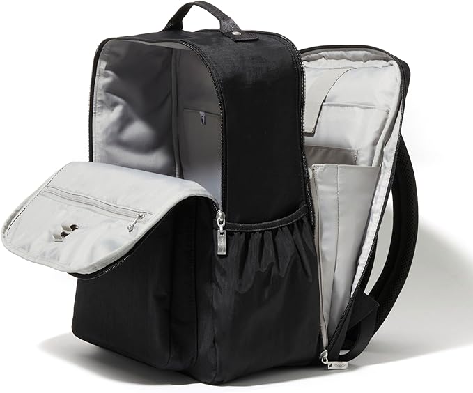 Baggallini Everyday Laptop Backpack - 11x15.5 Lightweight Water-Repellent Nylon Travel Bag w/Padded Laptop Sleeve & RFID