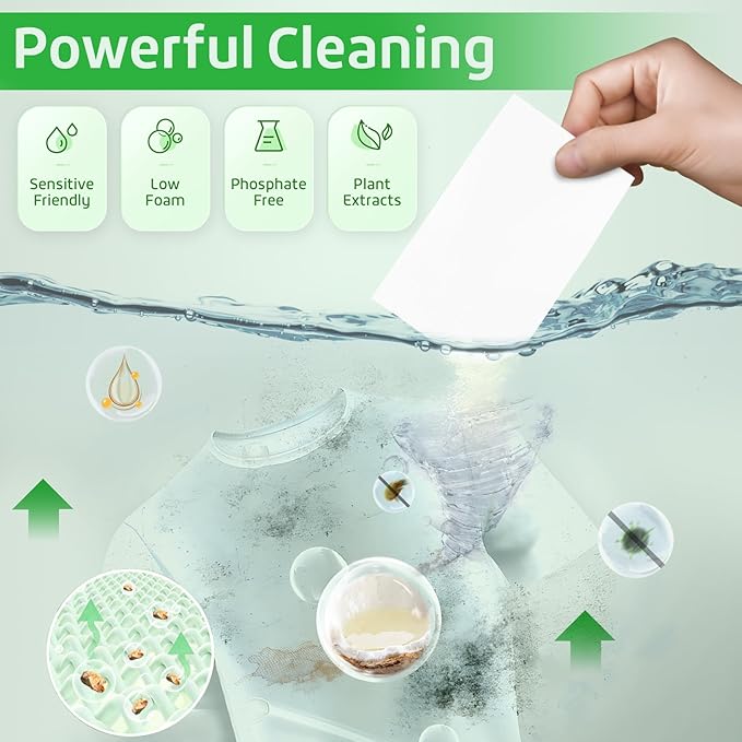 Poesie Laundry Detergent Sheets Fresh Scent 160 Count Clear Non-Plastic Hypoallergenic Liquid Less Sheets for Home Dorm Travel Camping & Hand Washing Clean No Waste