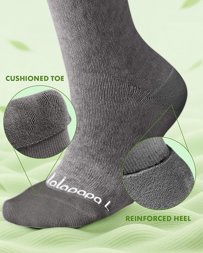Bamboo Viscose Compression Socks for Women Men 2 Pairs 15-20mmHg Knee High Compression Socks Travel Nurse