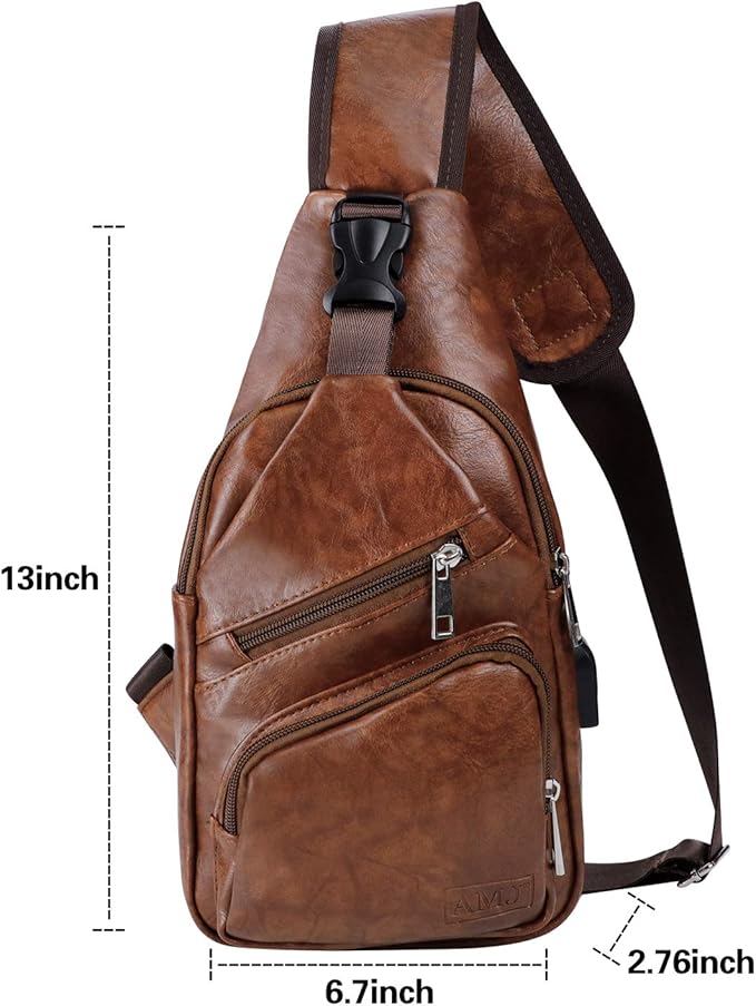 AMJ Crossbody Sling Bag Men Women, Casual Shoulder Backpack, Chest Daypack Satchel for Hiking Travel