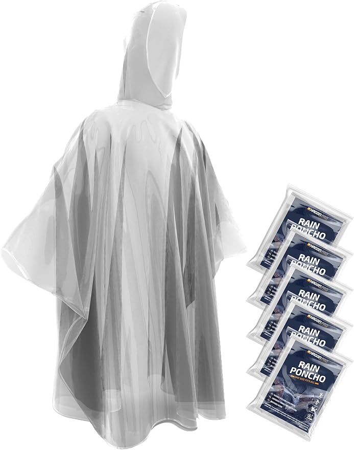 Hagon PRO Disposable Rain Ponchos for Adults (5 Pack)
