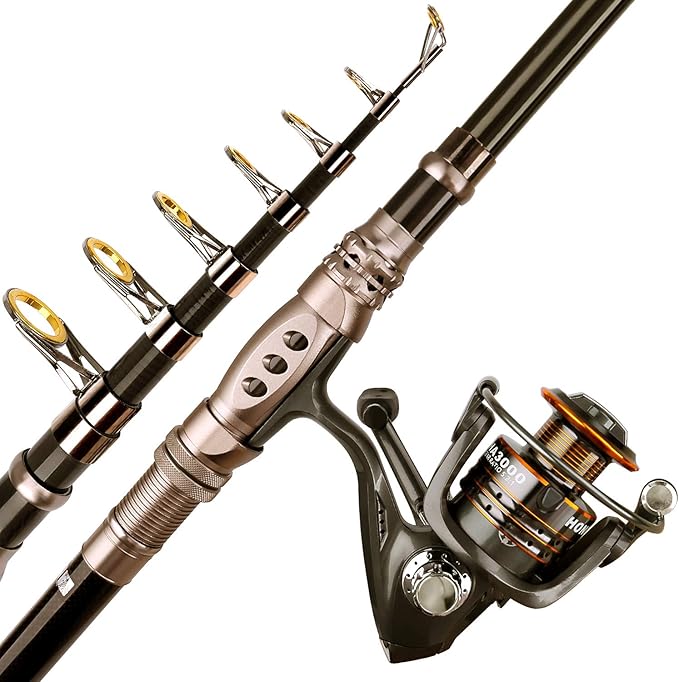 PLUSINNO Fishing Rod and Reel Combos Carbon Fiber Telescopic Fishing Pole with Reel Combo Sea Saltwater Freshwater Kit Fishing Rod Kit