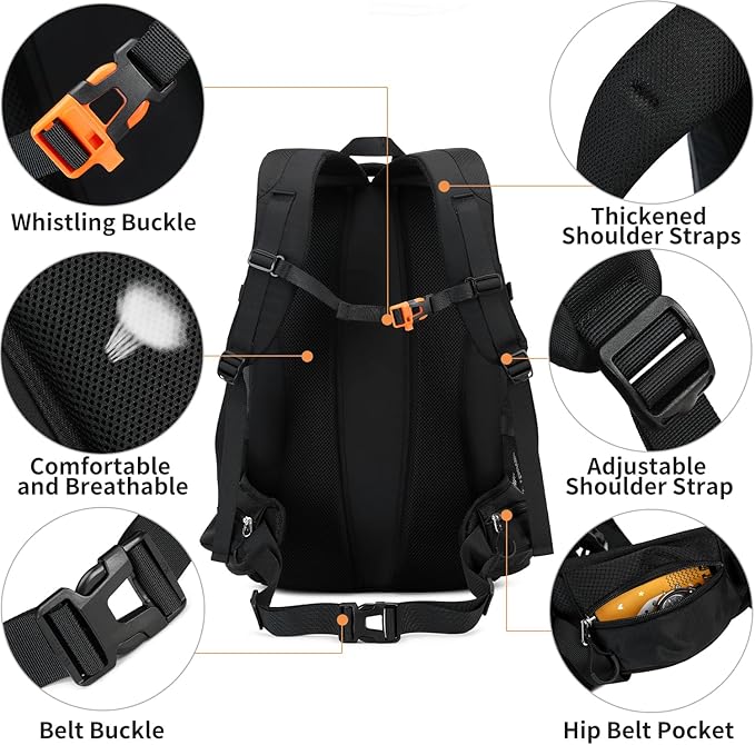 BOVIP 40L Hiking Backpack Waterproof Lightweight Daypack Travel Sports Camping Backpack for Men Women