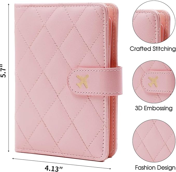 Melsbrinna Rfid Passport Holder for Travel women/Men, Cute Passport Wallet Rfid Blocking Card Slots, Rfid Passport Cover/CaseTravel Wallet, Passport Book Holder (1, LG PINK)