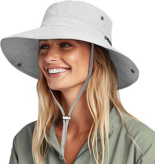 FURTALK Sun Hats for Women Ponytail UPF 50+ Beach Summer Hat Wide Brim Packable Cowboy Hat