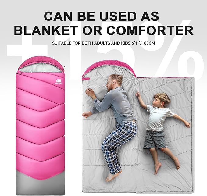 Sleeping Bags for Adults Cold Weather,Portable, Waterproof,Lightweight Sleeping Bag for Tall Girls Boys with Compression Sack for Warm Camping, Hiking, Outdoor & Indoor