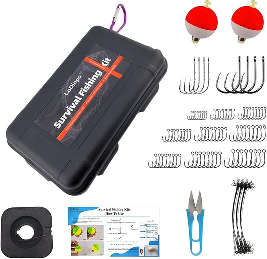 Mini Survival Fishing Kit Small Emergency Fishing TackleBox Pocket Outdoor Fishing Set Travel Party Fishing shoebox Surf Survivalist Fishing Accessories Pack Fishing Gear Gifts for Starter Men