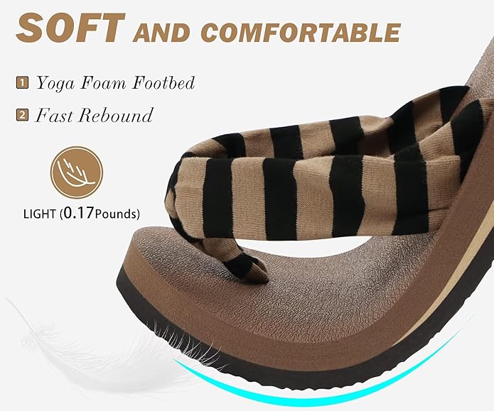 KuaiLu Flip Flops for Women with Arch Support Yoga Mat Comfortable Summer Beach Walking Thong Cushion Sandals Slip On Indoor Outdoor
