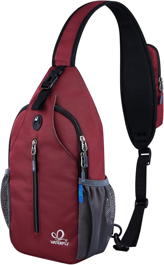WATERFLY Crossbody Sling Backpack Sling Bag Travel Hiking Chest Bag Daypack