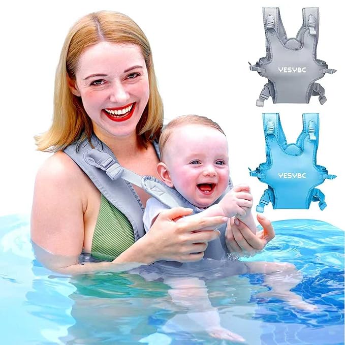 Baby Carrier, Dual-Use Adjustable Baby Sling Support Infant Chest Holder with Drawstring Backpack for Newborn to Toddler 13-33 lbs Swimming Pool Beach Land (Grey)