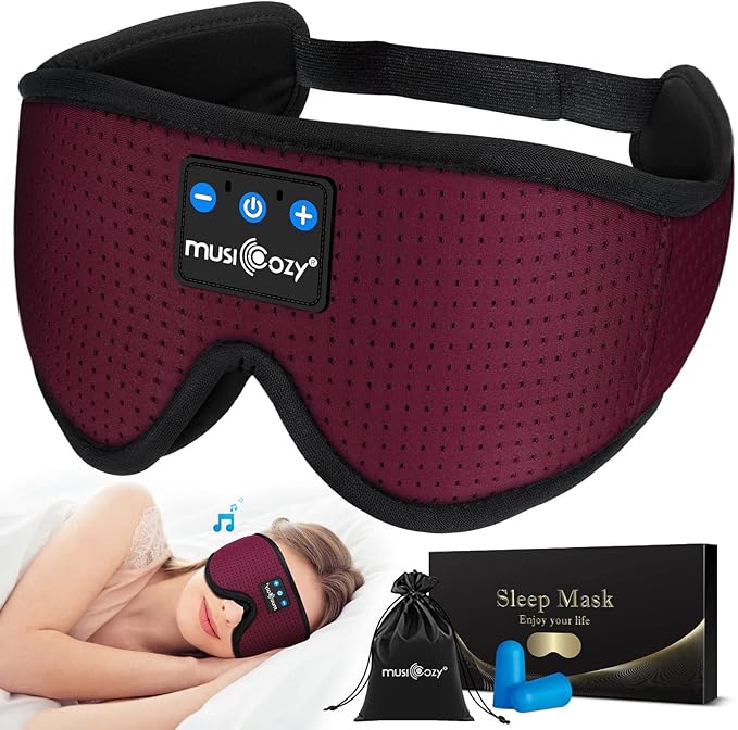 MUSICOZY Sleep Headphones Bluetooth 5.4 Headband Sleeping Eye Mask for Mom Women Men Wireless Music Earbuds Earphones for Side Sleepers Built-in HD Speakers Cool Gadgets Unique Gifts