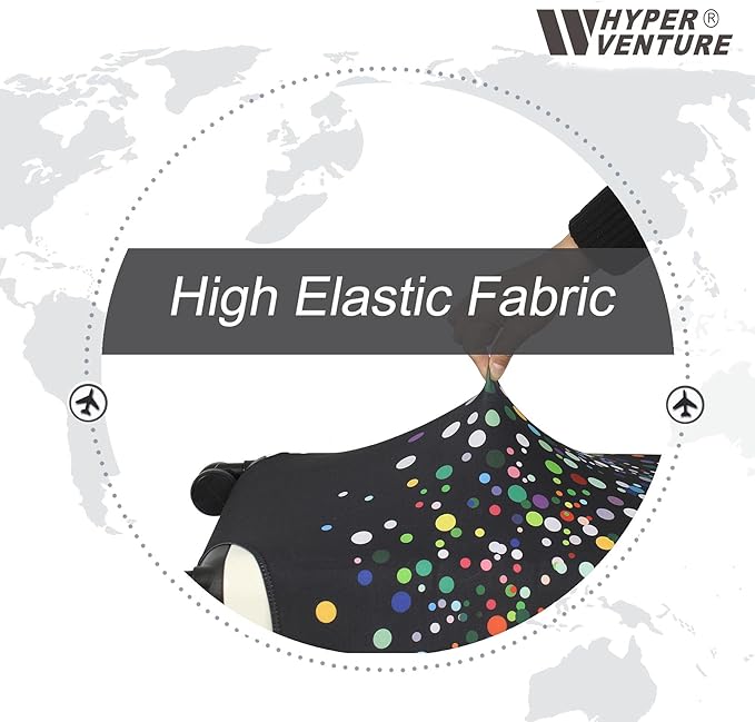 HYPER VENTURE Washable Luggage Cover - Fashion Suitcase Protector Fits 23-26 Inch Luggage (Color Dots, M)