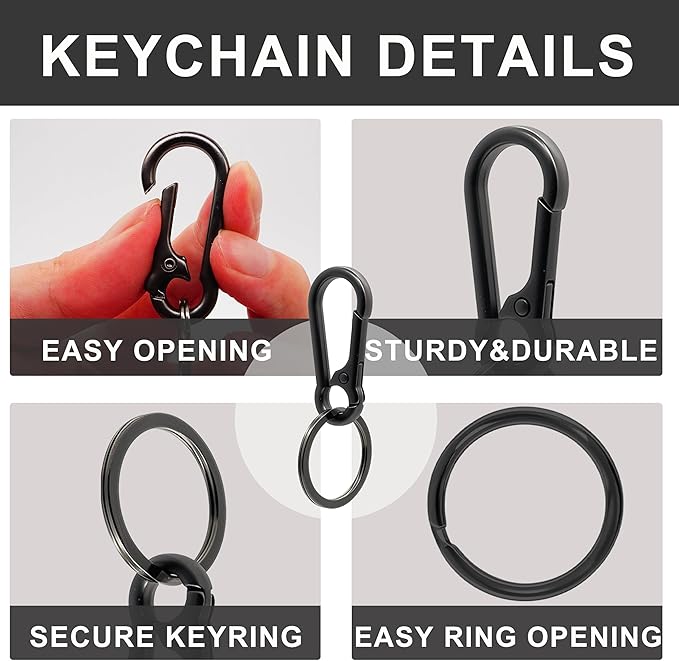 Keychain Keyring Set for Men Women Classic Metal Home Car Key Holder Organizer Portable Carabiner Clip Accessories 2PCS