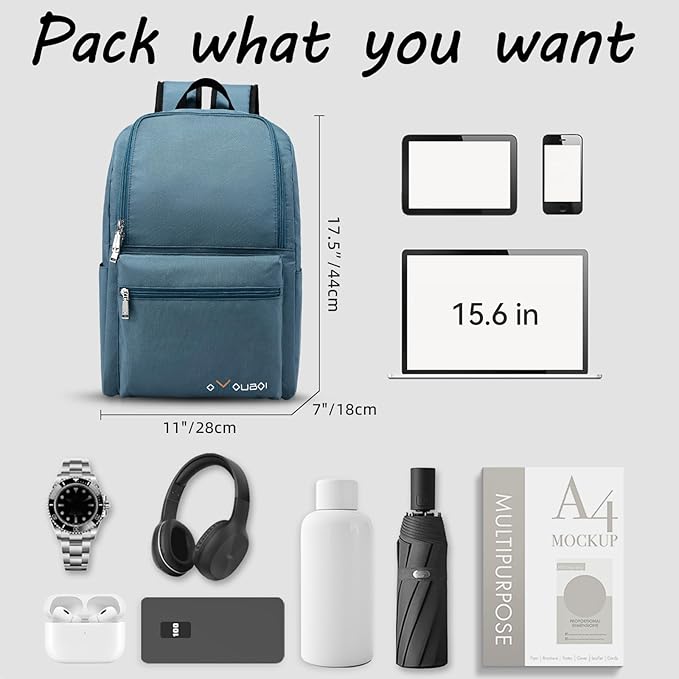 OMOUBOI Casual Daypacks Superbreak Backpack 14 inch Laptop Backpack for Women & Men Fits Tourism Business (Steelblue)