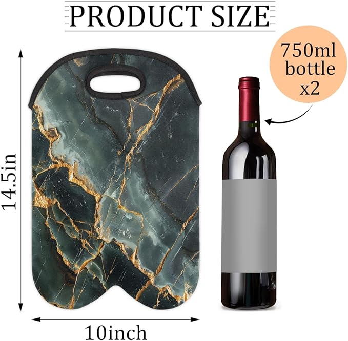 Wine Carrier Tote Personalized Bag for 2 Bottles - Neoprene Wine Bottle Holder with Carry Handle, Wine Protective Bag Insulated Bag Beer Cans Water Bottle Holder for Travel Picnic,Style19