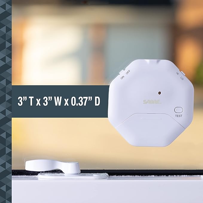 SABRE 120 dB Wedge Door Stop Security Alarm, Extremely Loud Wireless Siren Audible Up to 1,500 Ft., Non-Skid Pad, Compact Alarm Great for Home, Travel, Apartment or Dorm