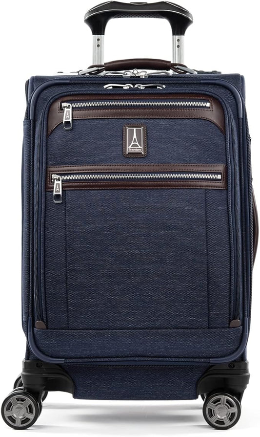 Travelpro Platinum Elite Softside Expandable Carry on Luggage, 8 Wheel Spinner Suitcase, USB Port, Laptop and Tablet Sleeves, Men and Women, True Navy Blue, Carry On 20-Inch