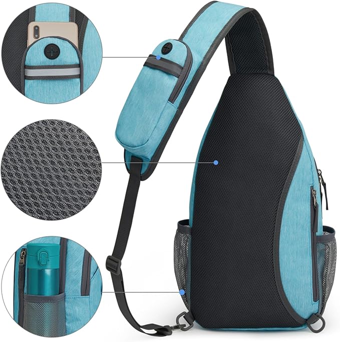 G4Free Sling Bag RFID Blocking Sling Backpack Crossbody Chest Bag Daypack for Hiking Travel(Sky Blue)