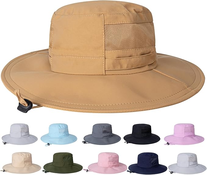Sun Hat for Men/Women, UPF 50+ Fishing Hat,Waterproof Wide Brim Bucket Hat Foldable Boonie Hat for Hiking Garden Safari Beach