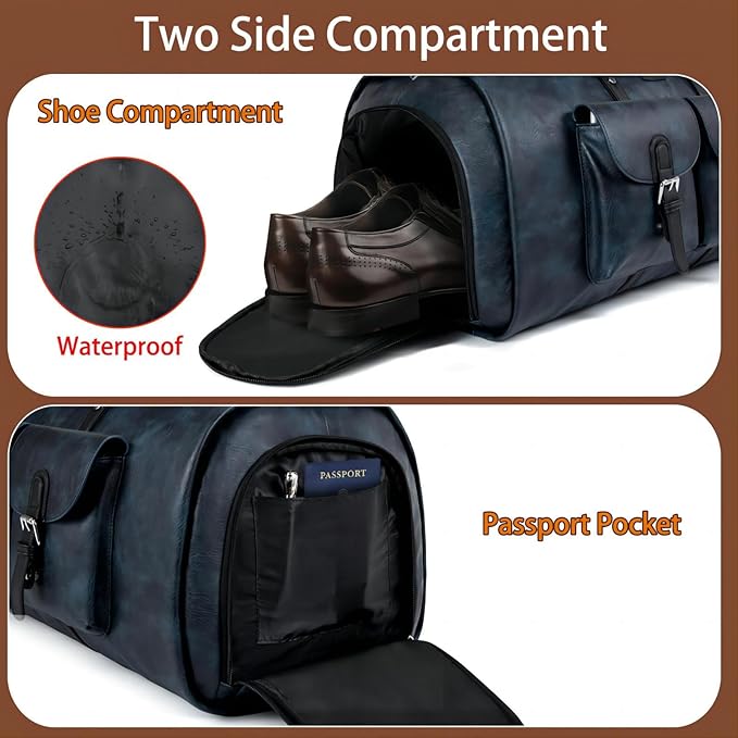 Garment Bag for Travel, Convertible Carry on Garment Duffel Bag for Men 3Pcs Weekender Bag 2 in 1 Hanging Suitcase Suit Bag
