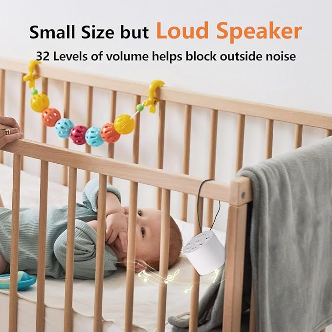 Color Noise Sleep Sound Machine Portable White Noise Machines with 30 Soothing Sounds 32 Levels Volume 4 Timer Options Compact Auto-Off Memory Function for Family Office Travel Everyone