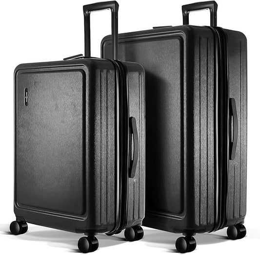 Luggage Sets 2 Piece, 24 Inch Suitcase and 28 Inch Luggage with Spinner Wheels, Durable Hard Shell Suitcase Set, Expandable Travel Suitcases with Wheels, Black