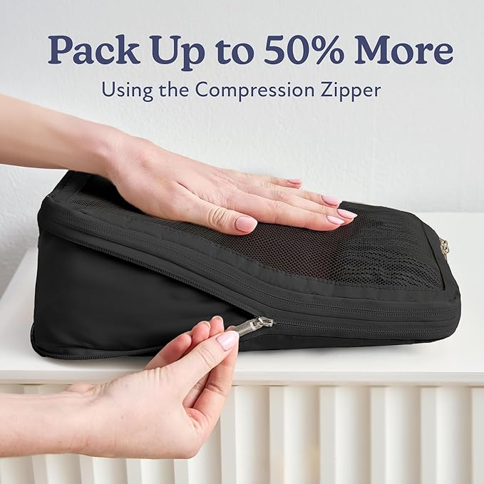 Vandel Space-Saving Compression Packing Cubes for Women, Men, Compressible Carry On Suit Case Organizer Luggage Packing Cubes for Travel Organizer Bags for Luggage and Backpacks, Suitcase Cube