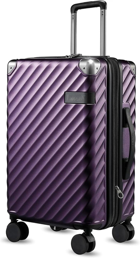 LUGGEX Luggage with Spinner Wheels, Polycarbonate Expandable Hard Shell Suitcase, Carry On 20 Inch, Purple