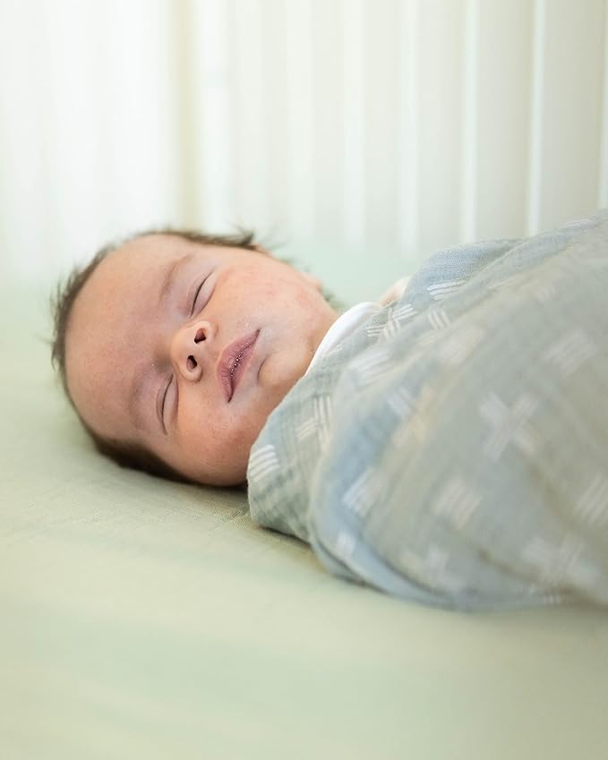 Crane Baby Fitted Sheet, Soft Cotton Fitted Sheet for Cribs and Nurseries, Evergreen, 28”w x 52”h x 9”d