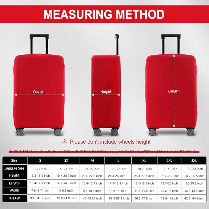 Travel Luggage Cover Suitcase Protector Scratch-Resistant Fit 19-31 Inch Suitcase, Not Included Suitcase (Red, SX(22-23 inch))