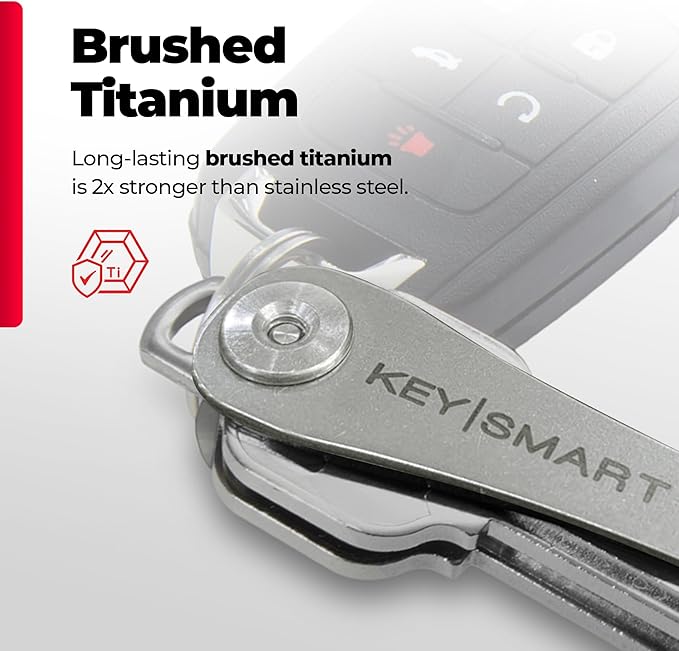 KEYSMART Key Holder for Keychain - Compact Key Organizer for Key Chain, Minimalist Clutter-Free EDC Keychains, Key Ring for Car Fobs Key Chains, Expandable (Up to 14 Keys, Titanium)