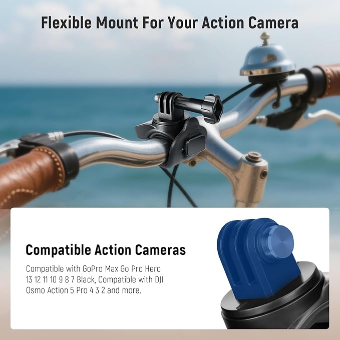NEEWER Flexible Mount Wrap Band Compatible with GoPro DJI Insta360 Action Cameras, Motorcycle Bike Handlebar Roll Bar Tube Clip Holder Bracket Accessories for Photography Video Recording, GP-77 Black