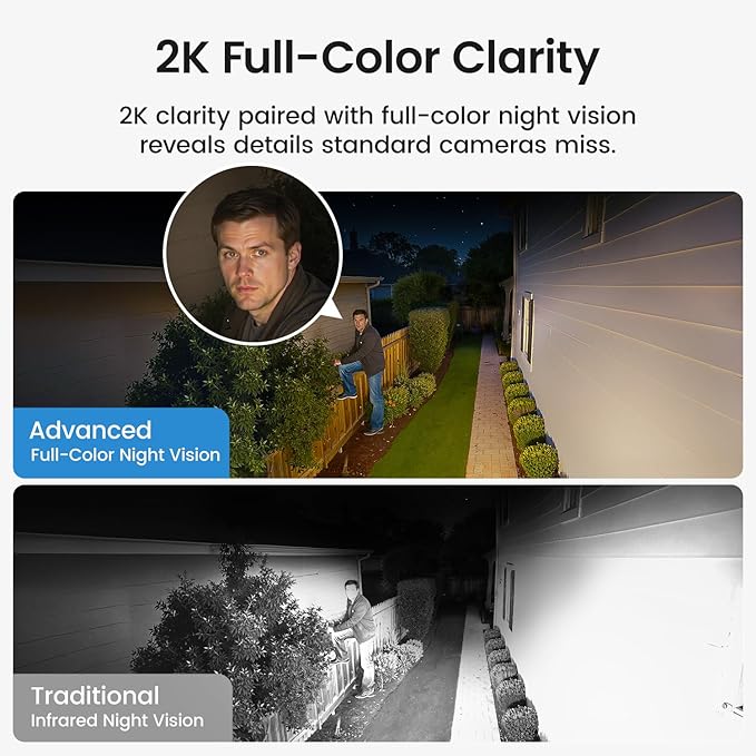 aosu Security Cameras Outdoor Wireless, 4 Cam-Kit, No Subscription, Solar-Powered, Home Security Cameras System with 360° Pan & Tilt, Auto Tracking, 2K Color Night Vision, Easy Setup, 2.4 & 5GHz WiFi