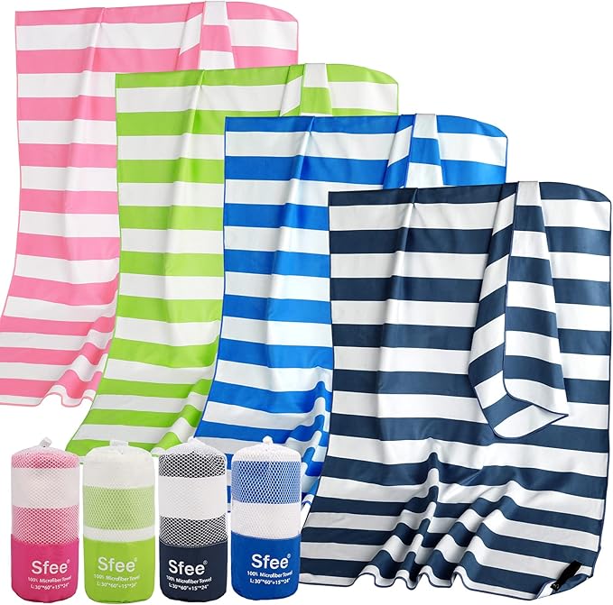 Sfee 2 in 1 Microfiber Oversized Beach Towel, Quick Dry Towel Travel Towel Camping Towel Super Absorbent Compact Lightweight Sports Gym Towels for Beach,Gym, Hiking, Pool, Backpacking, Bath, Yoga