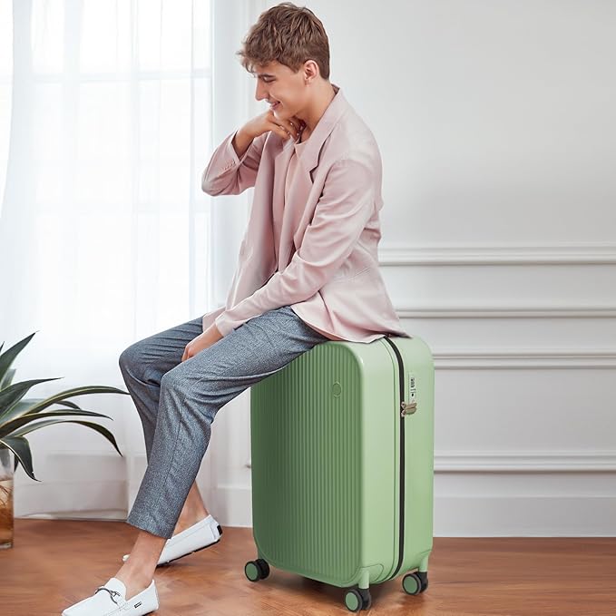 mixi 20 Inch Carry On Luggage PC Hardside Suitcases with Wheels & TSA for Travel Woman Men, Avocado Green