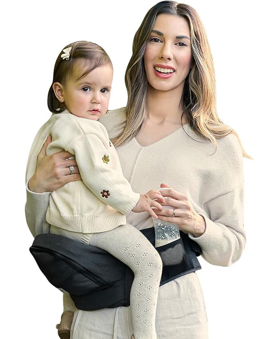 GROWNSY Ultra-Comfy Baby Carrier with Hip Seat, Enhanced Safety, Hands-Free Support for Newborn to Toddler (0-50 lbs), Multiple Pockets, Ergonomic, Adjustable Waistband, Minimalist Design – Black