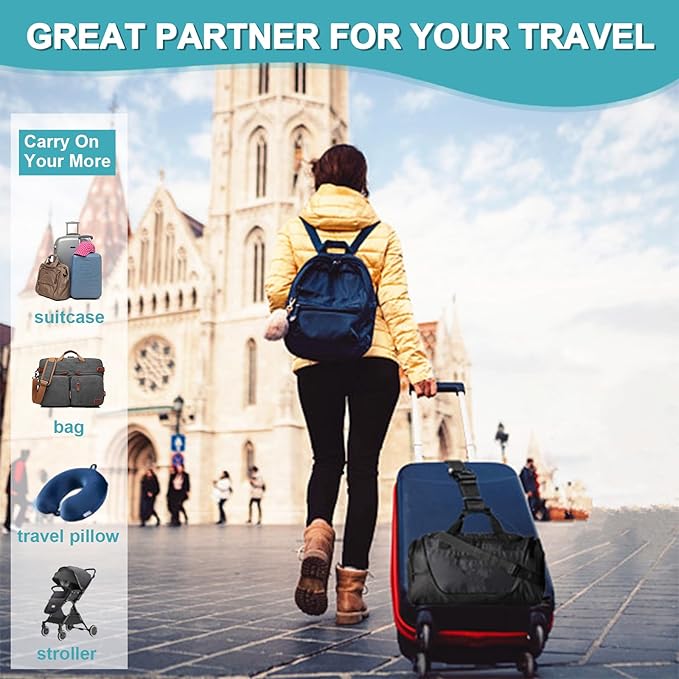 Luggage Straps for Suitcases TSA Approved, Travel Accessories to Connect Two Suitcase, Add Bag Luggage Straps for Carry On Your 3 Luggages Adjustable Buckle Belt, 2Pack Black