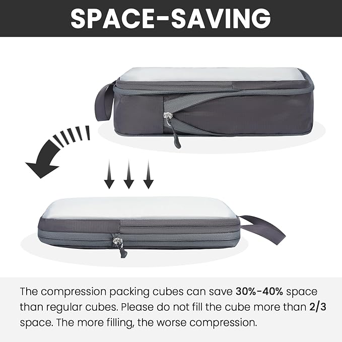 BAGAIL 6 Set Ultralight Compression Packing Cubes Packing Organizer for Travel Accessories Luggage Suitcase Backpack