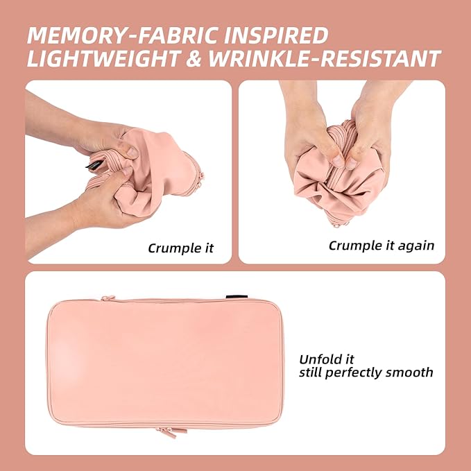 4 Piece Compression Packing Cubes for Suitcases and Backpack, Lightweight Travel Organizers (Dusty Pink)