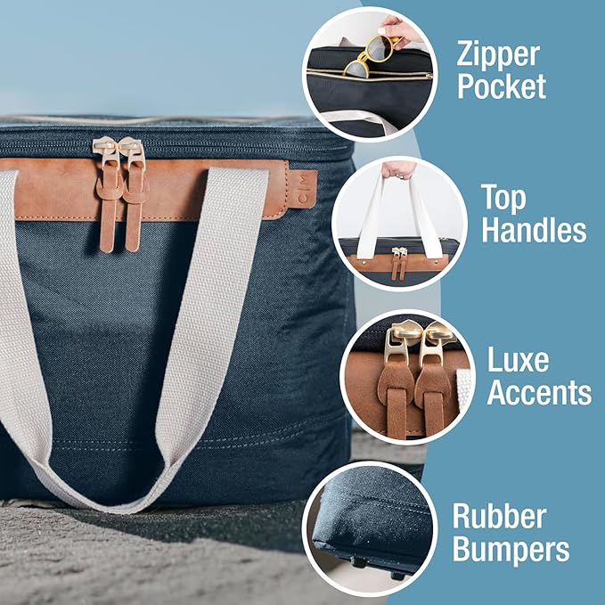 CleverMade Collapsible Insulated Cooler Bag – Leakproof Soft Folding Cooler for Beach, Travel, Car