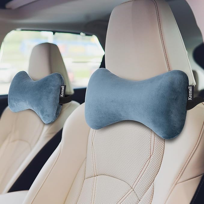 Inflatable Car Neck Pillow - 2 Pack Soft Headrest Cushion for Driving Office Camping, Inflatable Travel Neck Pillow for Car or SUV, Boost Your Driving Comfort, Fits All Vehicles