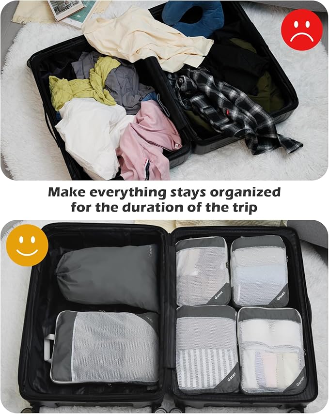 Compression Packing Cubes, Gonex Extensible Storage Mesh Bags Organizers