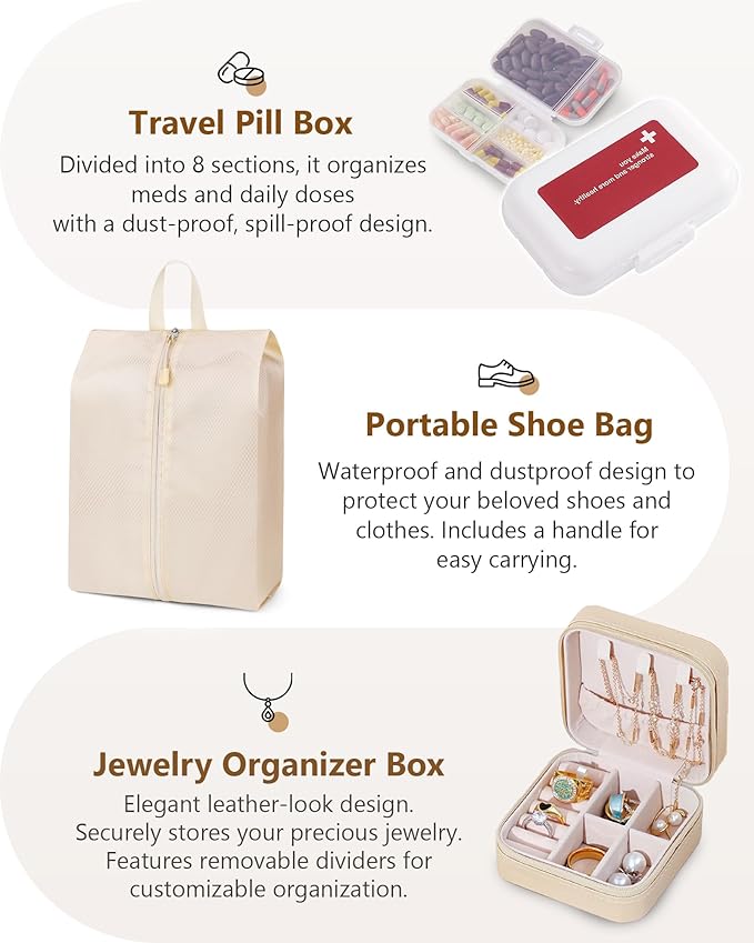 Compression Packing Cubes 12 Set, Suitcase Organizers, Extendable Packing Cubes, Luggage Organizer Bags, Travel Essentials, Beige