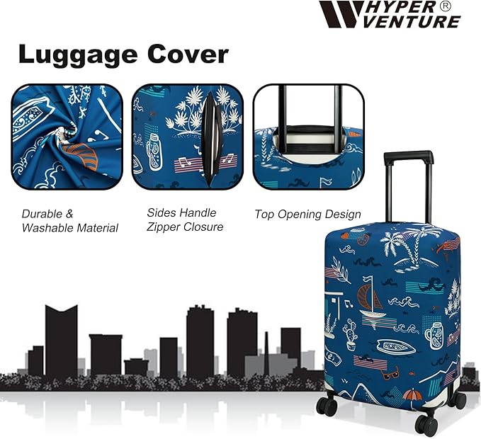 HYPER VENTURE Washable Luggage Cover - Fashion Suitcase Protector Fits 27-30 Inch Luggage (Hawaii Beach, L)