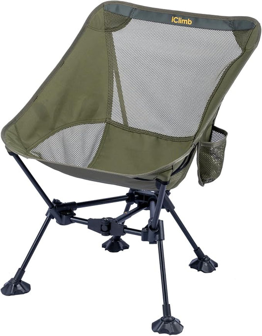 iClimb Ultralight Compact Camping Folding Beach Chair with Anti-Sinking Large Feet