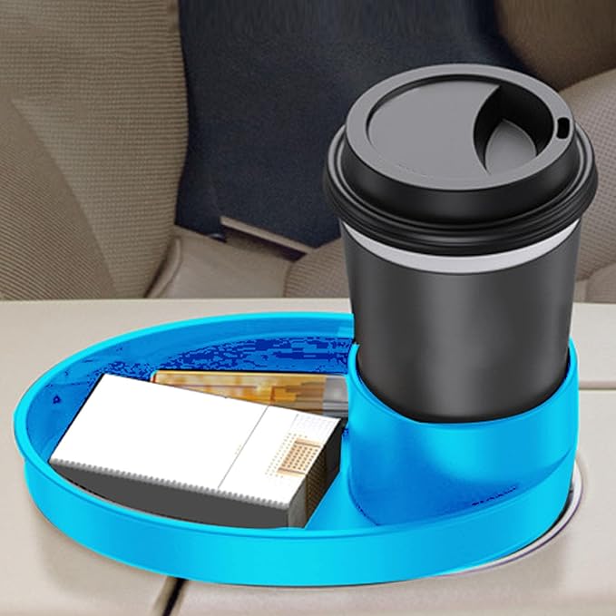 Snack Tray for Kids Car Seat with Secure and Sturdy Design, Versatile Usage, Compact and Portable Design, Easily Attachable, Cup Holder (Blue)