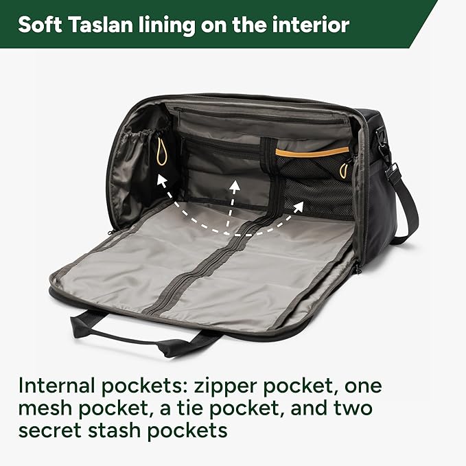Halfday Convertible 2-in-1 Premium Garment Duffel Weekender Bag 40L | Wrinkle-Free Travel, Hanging Suit Compartment, Shoe Pockets, Trolley Sleeve. Balistic Nylon Carry-On, Jet