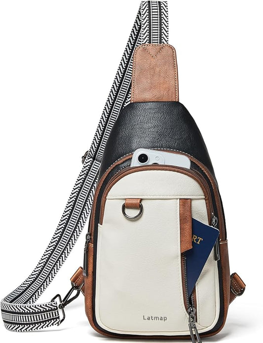 7L Sling Bag for Women Men Leather Small Sling Backpack Daypack Anti Theft Fanny Pack Crossbody Purse Travel