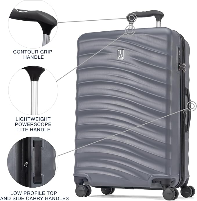 Travelpro Maxlite Air V2 Hardside Expandable Luggage, 8 Spinner Wheels, Lightweight Hard Shell, TSA lock, Shadow Grey, 3-Piece Set (21/25/28)