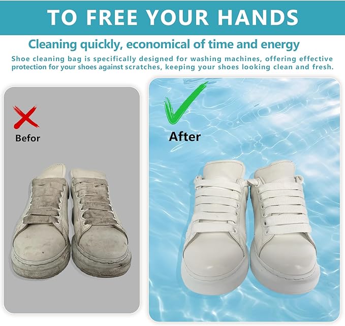 Shoe Washing Machine Bag - 2Pack Laundry Shoe Bag for Washer and Dryer, Reusable Shoe Cleaning Bag for All Shoe Sizes, 360° Deep Clean for Tennis Shoes, Sneakers, Includes 1 Brush(grey)